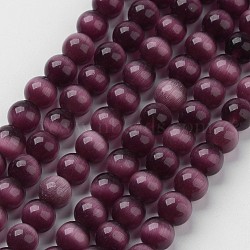 Cat Eye Beads, Round, Purple, 8mm, Hole: 1mm, about 15.5 inch/strand, about 49pcs/strand(CER8mm02)