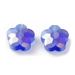 Transparent Electroplate Glass Beads, AB Color, Faceted Flower, Mauve, 9.5x10x5mm, Hole: 1.2mm(GLAA-D016-17C)