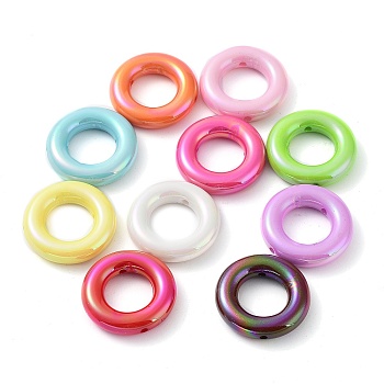 UV Plating Opaque Acrylic Beads, Iridescent, Ring, Mixed Color, 24.5x6mm, Hole: 1.5mm