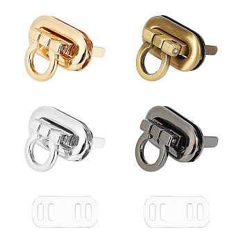 Zinc Alloy Bag Twist Lock Clasps, Handbags Turn Lock, Cadmium Free & Lead Free, Oval, Mixed Color, 21.5x30x29.5mm, 4 colors, 2sets/color, 8sets