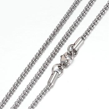 304 Stainless Steel Popcorn Chain Necklaces, with Lobster Claw Clasps, Stainless Steel Color, 19.4 inch(49.5cm), 2.4mm