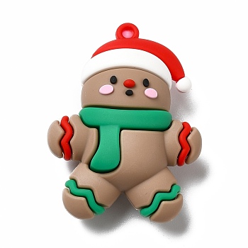 Christmas PVC Plastic Big Pendants, Gingerbread Man, Camel, 51.5x38x17.5mm, Hole: 3mm