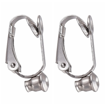 Brass Clip-on Earring Converters Findings, for Non-Pierced Ears, Platinum, 19x6x9mm, Hole: 1mm
