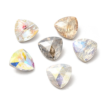 K5 Glass Rhinestone Buttons, Back Plated, Faceted, Tirangle, Mixed Color, 17x17x8.5mm, Hole: 1.2mm