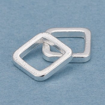 Brass Linking Rings, Long-Lasting Plated, Square, 925 Sterling Silver Plated, 6x6x1mm, Inner Diameter: 4x4mm
