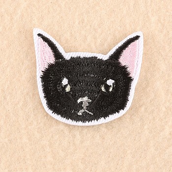 Computerized Embroidery Cloth Iron on/Sew on Patches, Costume Accessories, Appliques, Cat, Black, 3.5x4cm