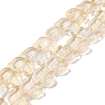 Transparent Glass Beads Strands, Elephant, Light Goldenrod Yellow, 10x12x3mm, Hole: 1mm, about 45~48pcs/strand, 17.32 inch(44cm)