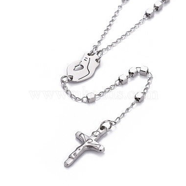 304 Stainless Steel Rosary Bead Necklaces for Easter(NJEW-L159-06P)-2