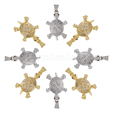 Real Gold Plated & Real Platinum Plated Clear Tortoise Brass+Cubic Zirconia Pendants
