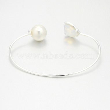 Nickel Free Silver Color Plated Brass Glass Cuff Bangles(BJEW-J163-01S)-3