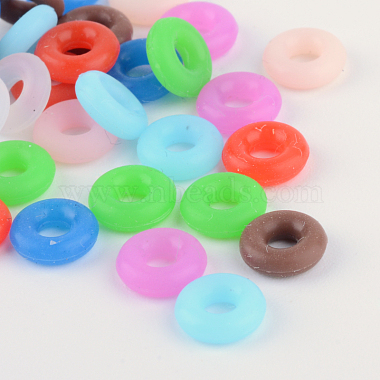 Mixed Color Donut Synthetic Rubber Spacer Beads
