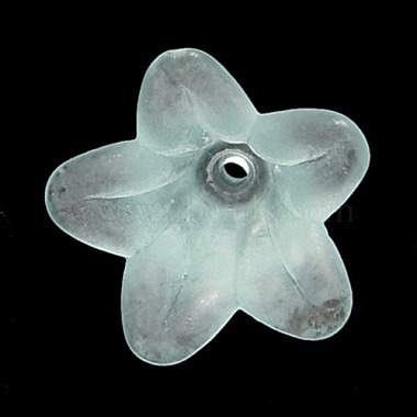 Perles de fleurs acryliques transparentes givrées cyan clair(X-PLF018-13)-1
