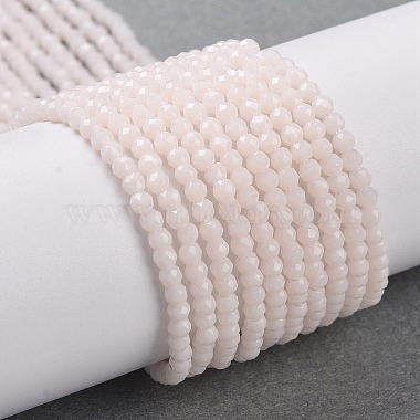 Floral White Round Glass Beads
