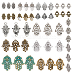 Tibetan Style Alloy Hamsa Hand/Hand of Miriam Pendants, Mixed Color, 21x15x1.5mm, Hole: 2mm, 48pcs/bag(TIBEP-SC0001-08)