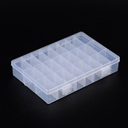 Plastic Bead Storage Containers, Adjustable Dividers Box, Clear, 20x14x3.7cm(C095Y)