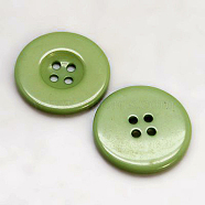 Resin Buttons, Dyed, Flat Round, Dark Sea Green, 18x3mm(RESI-D033-18mm-08)