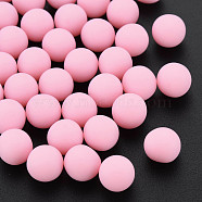 Opaque Acrylic Beads, Frosted, No Hole, Round, Pink, 8mm, about 1600pcs/500g(MACR-S373-57-K04)