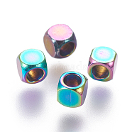 Ion Plating(IP) 304 Stainless Steel Spacer Beads, Cube, Rainbow Color, 3x3x3mm, Hole: 1.8mm(STAS-L216-15B)