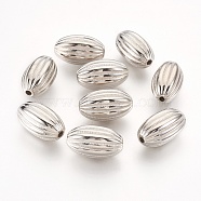 CCB Plastic Beads, Corrugated Beads, Oval, Platinum, 25x15mm, Hole: 3mm(CCB-E056-01P)