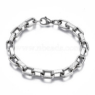 201 Stainless Steel Chunky Cable Chain Bracelet for Men Women, Stainless Steel Color, 9-1/8 inch(23cm)(BJEW-S057-75)
