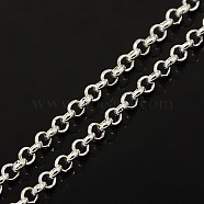 Iron Rolo Chains, Belcher Chain, Unwelded, Lead Free, Silver Color Plated, Size: Chain: about 2.5mm in diameter, 1mm thick(X-CH-S067-S-LF)