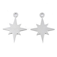 201 Stainless Steel Pendants, Laser Cut, Star, Stainless Steel Color, 28x20x1mm, Hole: 2mm(STAS-N095-017)