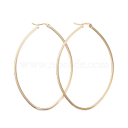 201 Stainless Steel Hoop Earrings, with 304 Stainless Steel Pins, Oval, Golden, 77.5x51x2mm, 12 Gauge, Pin: 1x0.7mm(EJEW-I245-03A)