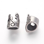 304 Stainless Steel Beads, Crown, Antique Silver, 13x8x9mm, Hole: 6mm(STAS-F194-09P)