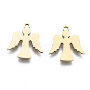 201 Stainless Steel Charms, Laser Cut, Angel, Golden, 16x15x1mm, Hole: 1.4mm(STAS-T044-214G)
