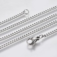 304 Stainless Steel Curb Chain Necklaces, with Lobster Claw Clasp, Stainless Steel Color, 23.62 inch(60cm)(X-NJEW-L162-01C-P)