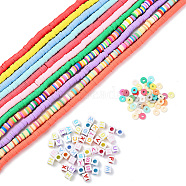 DIY Jewelry Making Kits, Including 12 Strands Handmade Polymer Clay Beads Strands and 100Pcs Acrylic Cube with Letter Beads, Mixed Color, Handmade Polymer Clay Beads Strands: 12 strands/bag(DIY-YW0002-83)