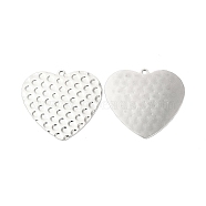 304 Stainless Steel Pendants, Heart Charms, Stainless Steel Color, 27.5x30x0.8mm, Hole: 1.6mm(STAS-L268-019P)