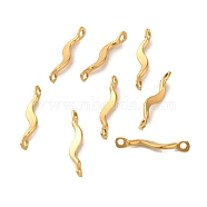 Ion Plating(IP) 304 Stainless Steel Links Connector Charms, Twisted Bar, Real 18K Gold Plated, 15x2x3mm, Hole: 1.2mm(STAS-Q323-08G)