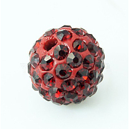 Pave Disco Ball Beads, Polymer Clay Rhinestone Beads, Grade A, Siam, PP15(2.1~2.2mm), 14mm, Hole: 2mm(RB-Q195-14mm-208)