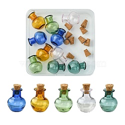 10Pcs 5 Colors Round Glass Cork Bottles Ornament, Glass Empty Wishing Bottles, DIY Vials for Pendant Decorations, Mixed Color, 1.8x2.1cm, 2pcs/color(GLAA-FS0001-73)