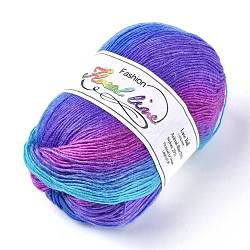 Wool Knitting Yarn, Segment Dyed, Crochet Yarn, Colorful, 1mm, about 400m/roll(YCOR-F001-09)