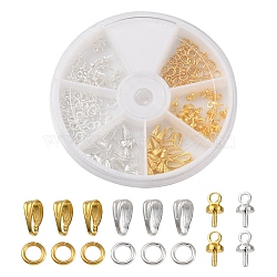DIY Jewelry Making Finding Kit, Including Brass Cup Peg Bails Pendants, Iron Snap On Bails & Jump Rings, Golden & Silver, 180Pcs/box(DIY-YW0006-80)