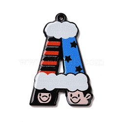 Circus Theme Printed Acrylic Pendants, Letter A~Z, Letter.A, 32.5~36x9~30.5x2~2.5mm, Hole: 0.7~1.6mm(OACR-D008-06A)