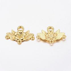 Tibetan Style Chandelier Component Links, Lead Free and Cadmium Free, Flower, Golden, 32x23x3mm, Hole: 2mm(EA9731Y-G)