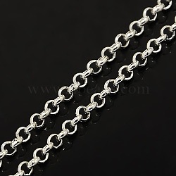 Iron Rolo Chains, Belcher Chain, Unwelded, Lead Free, Silver Color Plated, Size: Chain: about 2.5mm in diameter, 1mm thick(X-CH-S067-S-LF)