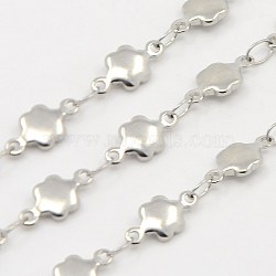 Tarnish Resistant 304 Stainless Steel Link Chains, Decorative Chains, Soldered, with Flower Connector, Stainless Steel Color, 5x1.8mm(CHS-K001-41)