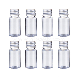 10ml PET Plastic Liquid Bottles, Flat Shoulder, with Aluminum Screw Caps, Clear, 5.3x2.3cm, Capacity: 10ml(0.34 fl. oz)(MRMJ-WH0011-H03)