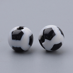 Opaque Acrylic Beads, Round with Pentagon Pattern, Black, 8x7mm, Hole: 2mm, about 1700pcs/500g(SACR-R905-8mm-02)