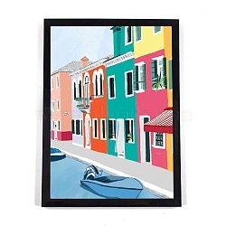 DIY 5D Veneto City Canvas Diamond Painting Kits, with Resin Rhinestones, Sticky Pen, Tray Plate, Glue Clay, Frame and Drawing Pin, for Home Wall Decor Full Drill Diamond Art Gift, Burano, 399x297x3mm(DIY-C018-15)