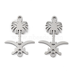 201 Stainless Steel Connector Charms, Flower Links, Stainless Steel Color, 20x14x1mm, Hole: 1.4mm(STAS-A090-19P)