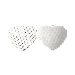 Non-Tarnish 304 Stainless Steel Pendants, Heart Charms, Stainless Steel Color, 27.5x30x0.8mm, Hole: 1.6mm(STAS-L268-019P)