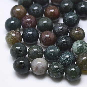 Natural Indian Agate Beads, Half Drilled, Round, 8mm, Half Hole: 1.2mm