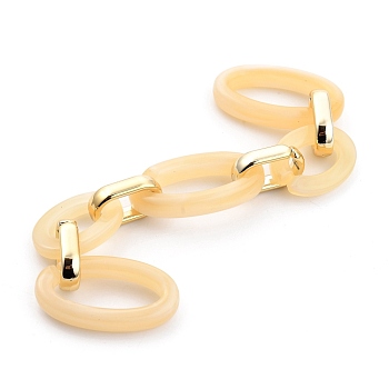Handmade Quick Link Chains, with Transparent Acrylic Linking Rings and CCB Plastic Linking Rings, Wheat, 3-7/8 inch(10cm)