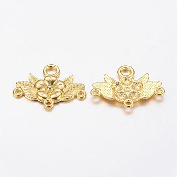 Tibetan Style Chandelier Component Links, Lead Free and Cadmium Free, Flower, Golden, 32x23x3mm, Hole: 2mm