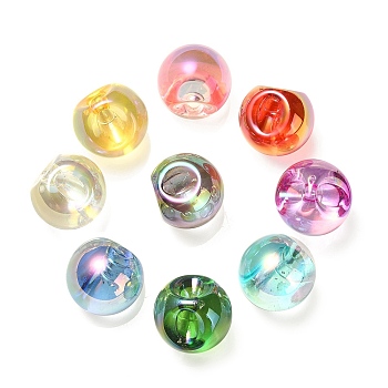 UV Plating Rainbow Iridescent Acrylic Beads, Round, Mixed Color, 16.5x16.5mm, Hole: 3.5mm